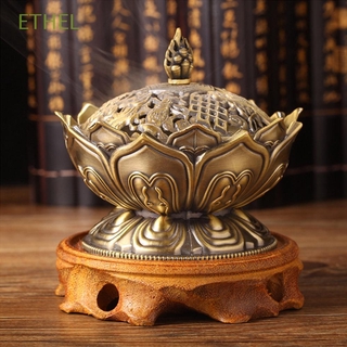 ETHEL Mini soporte de incienso santo budista suministros incienso quema caja cono tibetano decoración del hogar Retro flujo Lotus diseñado Retro decoración