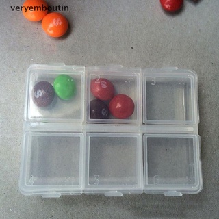 [boutin] Caja de almacenamiento de medicinas de 6 rejillas Mini estuche de pastillas de viaje portátil saludable. (1)