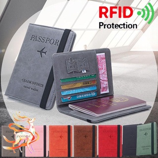 INSOMNE Portable Passport Bag Ultra-thin RFID Wallet Passport Holder Credit Card Holder Leather Document Package Multi-function Travel Cover Case/Multicolor