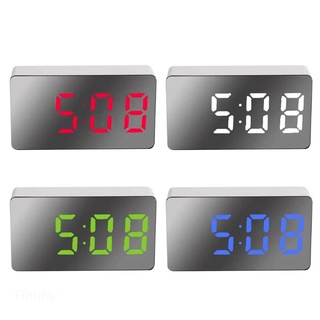 Timiby Mini Reloj Despertador Digital Electrónico Multifuncional De Pantalla Grande Del Coche LED Espejo Con Temperatura Hora Y Fecha Para La Oficina En Casa
