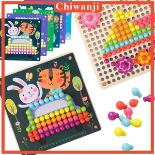 [CHIWANJI] Cuentas de uñas de seta rompecabezas juguetes de madera de cuentas de mesa juego de perlas de uñas para bebé