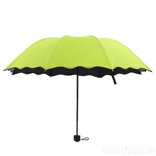 Paraguas plegables a prueba de viento mujeres niñas hombres UV Parasol de lluvia paraguas negro pegamento sombrilla a prueba de ultravioleta solidvalue
