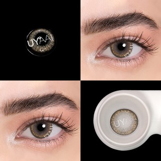 uyaai 2 unids/parejas lentes de contacto de belleza uso anual lentes de contacto de color natural serie sparkle gris suave maquillaje de moda color de ojos (6)