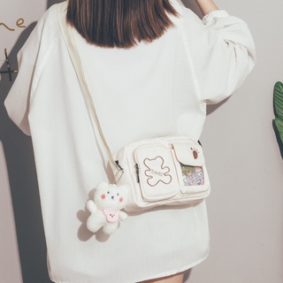 Bolso pequeño de lona lindo japonés ins femenino 2021 nuevo bolso de teléfono móvil de estudiante de moda versión coreana del bolso de mensajero Harajuku