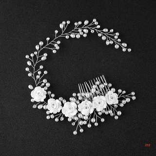 ins flores de novia imitación perla boda niña tiara floral tocado diadema peine de pelo
