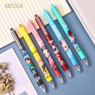 NESSIA 0.5mm Neutral Pen Gift Signature Pen Demon Slayer Gel Pens Kimetsu No Yaiba Tanjirou Cute School Office Supplies Cartoon Kyoujurou Stationery
