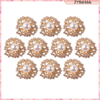 10 unids/set plata perla rhinestone adornos glitter diy botones flor diadema boda velo decoración hecha a mano