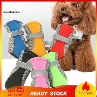 4 piezas zapatos para perros/calcomanías mágicas/cierre de tela transpirable/botas antideslizantes para cachorros/exteriores