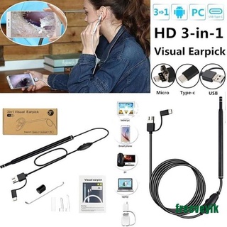 [fre] 3 en 1 USB limpieza de oídos endoscopio Visual Earpick con cámara HD otoscopio limpiador fek