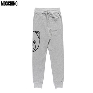 Original 2021 Moschino Cotton student sports casual sweatpants men and women street style bear print unisex pants black/grey (4)