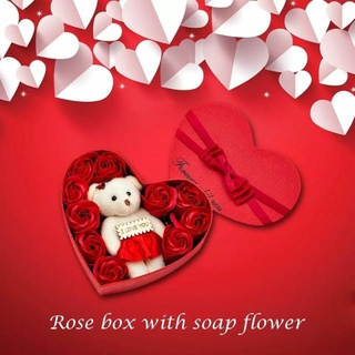 corazón con oso y rosas artificiales de jabón día de San Valentín (1)