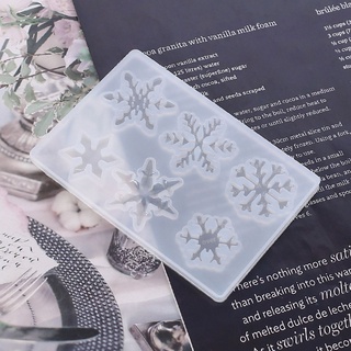 San* moldes de resina de copo de nieve de 6 cavidades con colgante de copo de nieve de silicona molde de fundición de arte artesanal (4)