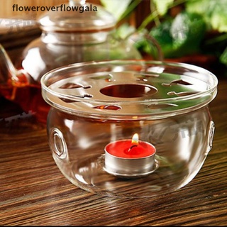 floweroverflowgala calefacción base de café agua té vela de vidrio transparente resistente al calor tetera calentador ffl