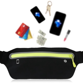 Unisex negro cinturón cinturón Bum Bag Jogging Running bolsa de viaje llaves móvil efectivo