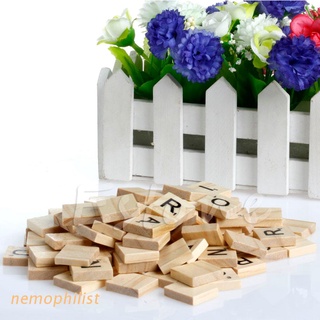 nemop 100x madera scrabble azulejos negro alfabeto letras artesanía madera juego de mesa