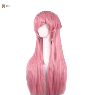 80cm largo recto Anime peluca Mirai Nikki pelo rosa sintético pelucas Cosplay para el futuro diario Yuno Gasai (2)