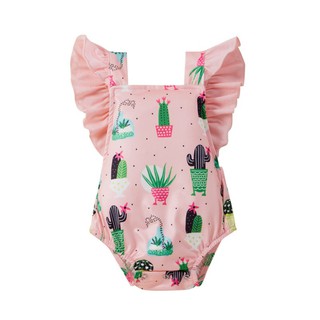 Ropa de bebé niña monos lindo Cactus impreso manga volador mono recién nacido niñas ropa de verano ropa de algodón (1)