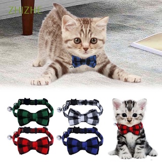 zhizhe encantador collares para mascotas ajustables collares de gato collares de gato collares bowknot rayas de algodón a cuadros gato corbata mascotas suministros/multicolor