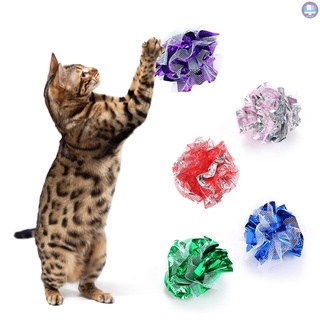 1 bola arrugada para gato, juguete interactivo, para gatos pequeños, gasa, purpurina, pelota para gatitos, con divertidos sonidos arrugados (Color aleatorio)