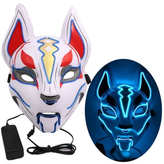 Anime Expo Decor Japanese Fox Mask Neon LED Wire Fluorescent Cosplay Halloween Party Mask