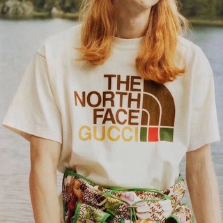 The North Face x Gucci Short Sleeve T-shirt Round Neck 100%Cotton Tops Women Mens Couples Children Family T-shirts Korean Tshirt Plus Size