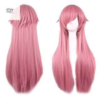 80cm largo recto Anime peluca Mirai Nikki pelo rosa sintético pelucas Cosplay para el futuro diario Yuno Gasai