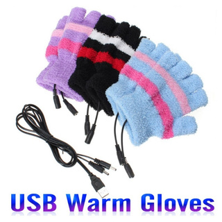 Invierno eléctrico USB calentado guantes de invierno térmico medio dedo con casco dedo cubierta recargable para ciclismo al aire libre ciclismo interior (1)