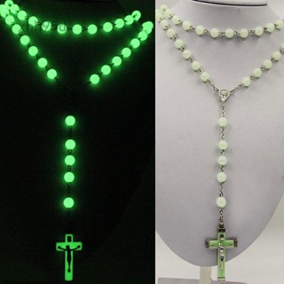 Xhh95d collar de rosario luminoso de cruz luminosa católica cristiana