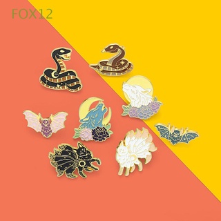FOX12 Joyas Alfileres de esmalte animal Decoración de ropa Broche de metal Broche de esmalte Solapa Lobo Luna Día Pin de la chaqueta Regalo Estrella brillante
