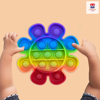 rainbow color pop fidget juguete push it burbuja antiestrés sensorial juguete para adultos niños prensa para matar el tiempo y aliviar la ansiedad