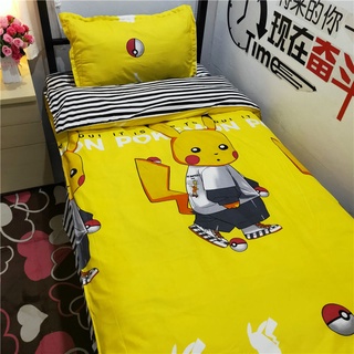 Internet popular Pikachu Hip Hop Elf de dibujos animados de cuatro piezas conjunto de dormitorio Individual Doble para niños y estudiantes de tres piezas
