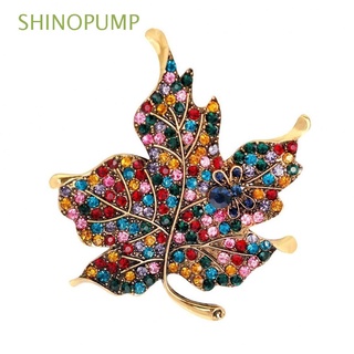 shinopump diseño especial hoja de arce señoras joyería broche pin para mujeres fiesta accesorio moda ropa cristal rhinestone/multicolor