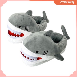 [Sell Well] Creative Shark Furry Slippers Comfy Couple Shoes Cartoon Thick-Soled Animal Sole Women Cute Novelty Slip-on Soft for