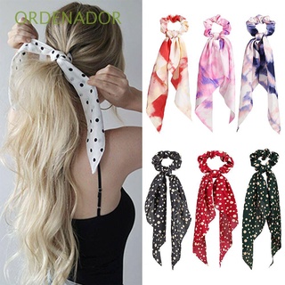 ordenador moda mujeres accesorios de pelo dot impresión floral scrunchies cola de caballo bufanda cinta elástica diademas vintage niñas arco pelo cuerda lazos