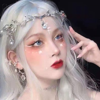 LUN Wedding Bride Forehead Tiara Headband Crystal Leaf Hairband Fairy Jewelry Crown (8)