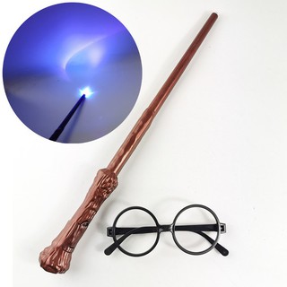 Nuevos juguetes electrónicos de luz Harry Potter varita mágica gafas de sonido brillante varita niños Cosplay Halloween Props regalos para