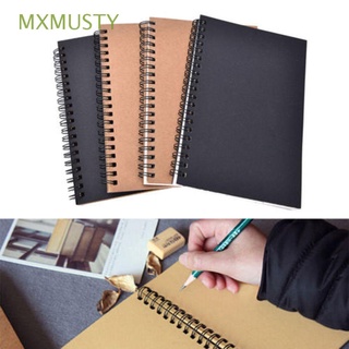 MXMUSTY Retro Notebook Blank Paper Crafts Sketchbook School Stationery Drawing Lettering Supplies Kraft Paper Sketch School Supplies Spiral Bound Art Paper