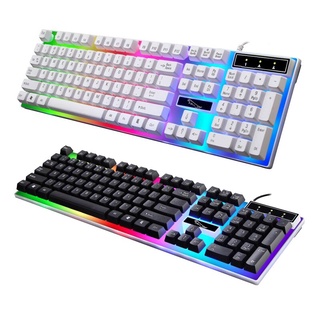 aisiml teclado de juegos con cable usb arco iris retroiluminado mecánico sensación teclado juego para pc portátil escritorio mac ordenador gamer