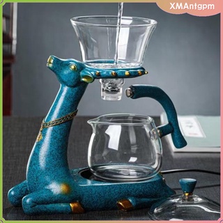 [xmantgpm] Tetera de vidrio de borosilicato alto infusor tetera de caf tetera de vidrio resistente al calor con decoracin de Base