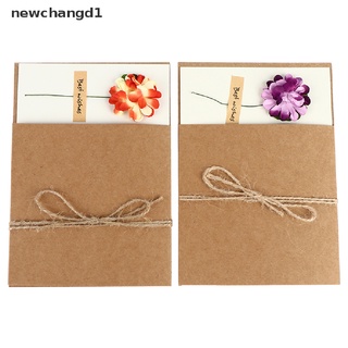 newchangd vintage papel kraft saludo tarjeta de agradecimiento diy hecho a mano flor seca para mamá