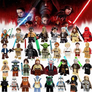 Star Wars Lego minifiguras Yoda Darth Vader Obiwan Luke bloques de construcción Starwars juguetes para niños regalos