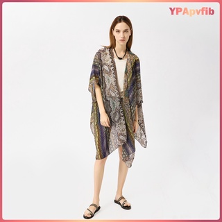 mujer gasa largo kimono puro suelto cardigan ligero transpirable cubierta ups flowy abierto frontal tops