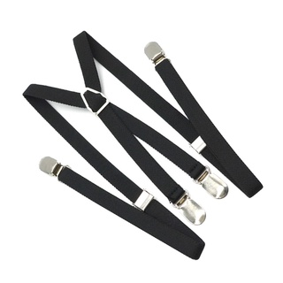 [Facaishu] X Shape Suspenders Adjustable Strap Non-slip Metal Clips Causal Braces Black