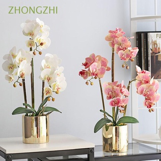 ZHONGZHI Real Touch Artificial Flowers Elegant 3D Printing Butterfly Orchid Party Decor DIY Home Decor Wedding Supplies Fake Flower