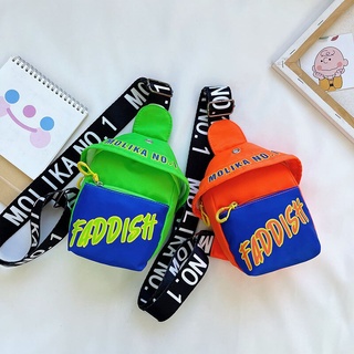 Paquete de pecho para niños2021Nueva moda estilo coreano letra bandolera bolso de Kindergarten hombres y mujeres de bebé ocio mochila al por mayor