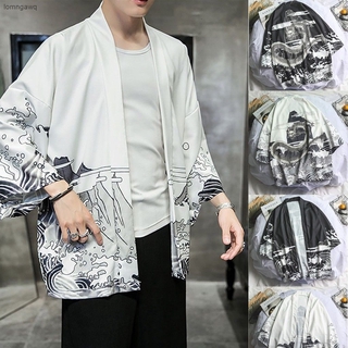 [LGQ] Chamarra De Punto Kimono De Moda Para Hombre De Gran Tamaño Camisas Impresas