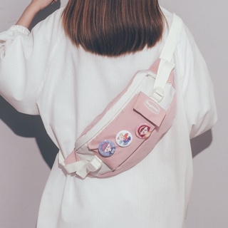 Harajuku bolso de pecho femenino mensajero ins marea japonés casual salvaje lindo bolso de lona estilo universitario bolso de cintura para estudiante