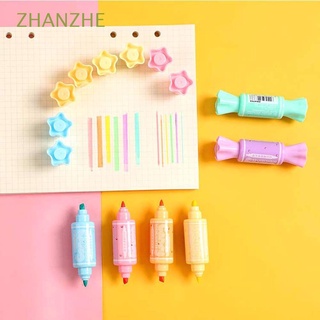 zhanzhe 6pcs lindo resaltador kawaii fluorecent pluma marcador pluma escuela oficina suministros color caramelo pluma 6 unids/set papelería montaje herramienta de escritura