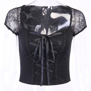 InsGoth-camisetas Vintage góticas para mujer, camiseta negra de encaje ajustada, ropa de calle gótica, Top Sexy informal de malla (6)