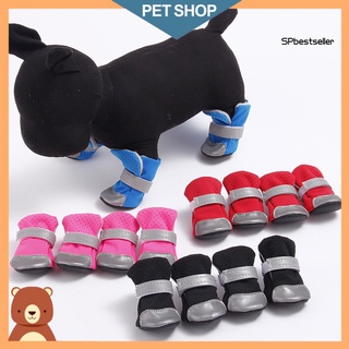 SP 4Pcs reflectante perro cachorro zapatos Pomeranian Teddy Bichon botas de suela suave para mascotas